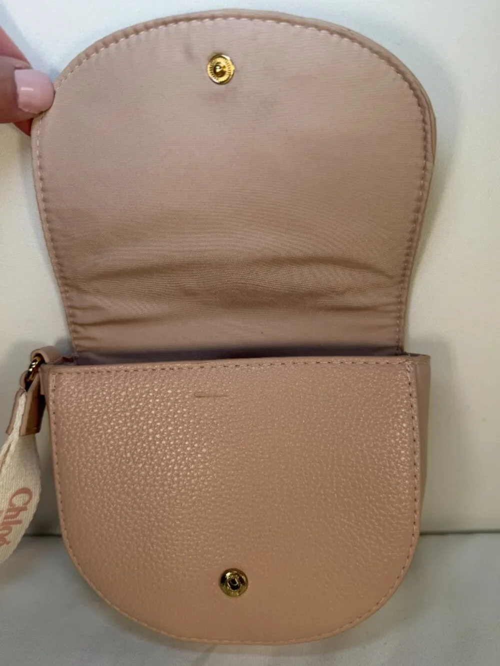 CHLOE Parfum Blush Pink Faux Leather Wristlet Pouch